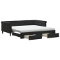 vidaXL Tagesbett Ausziehbar mit Schubladen Schwarz 100x200 cm Samt vidaXL Tagesbett Ausziehbar mit Schubladen Schwarz 100x200 cm Samt