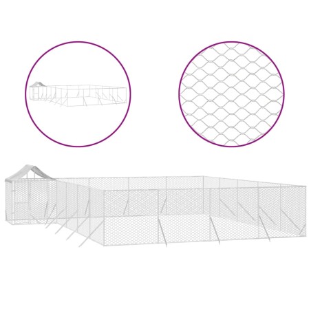 vidaXL Outdoor-Hundezwinger mit Dach Silbern 10x8x2,5 m Stahl Verzinkt