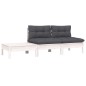 3-tlg. Garten-Lounge-Set mit Kissen Weiß Kiefer Massivholz 3-tlg. Garten-Lounge-Set mit Kissen Weiß Kiefer Massivholz
