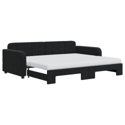 vidaXL Tagesbett Ausziehbar mit Matratzen Schwarz 90x200 cm Samt
