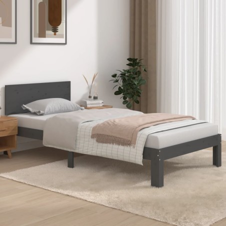 vidaXL Massivholzbett Grau 90x190 cm