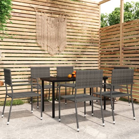 vidaXL 7-tlg. Garten-Essgruppe Grau