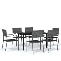 vidaXL 7-tlg. Garten-Essgruppe Grau