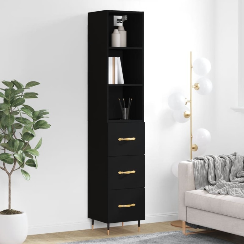 vidaXL Highboard Schwarz 34,5x34x180 cm Holzwerkstoff vidaXL Highboard Schwarz 34,5x34x180 cm Holzwerkstoff