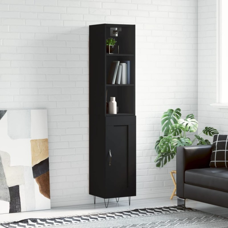 vidaXL Highboard Schwarz 34,5x34x180 cm Holzwerkstoff vidaXL Highboard Schwarz 34,5x34x180 cm Holzwerkstoff