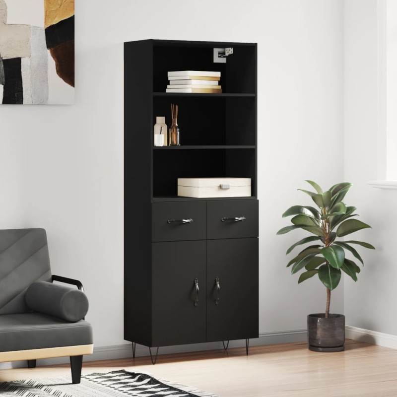 vidaXL Highboard Schwarz 69,5x34x180 cm Holzwerkstoff vidaXL Highboard Schwarz 69,5x34x180 cm Holzwerkstoff