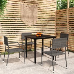 vidaXL 5-tlg. Garten-Essgruppe Grau