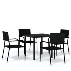 vidaXL 5-tlg. Garten-Essgruppe Schwarz