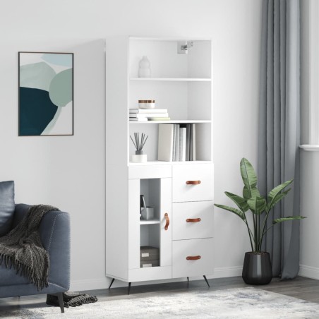 vidaXL Highboard Hochglanz-Weiß 69,5x34x180 cm Holzwerkstoff