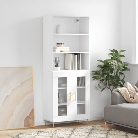vidaXL Highboard Hochglanz-Weiß 69,5x34x180 cm Holzwerkstoff