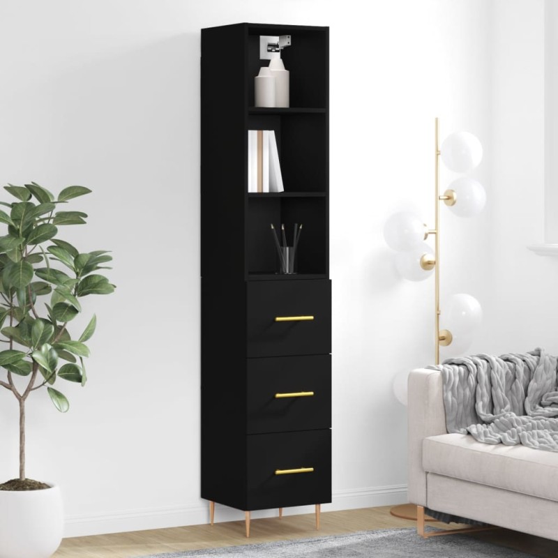 vidaXL Highboard Schwarz 34,5x34x180 cm Holzwerkstoff vidaXL Highboard Schwarz 34,5x34x180 cm Holzwerkstoff