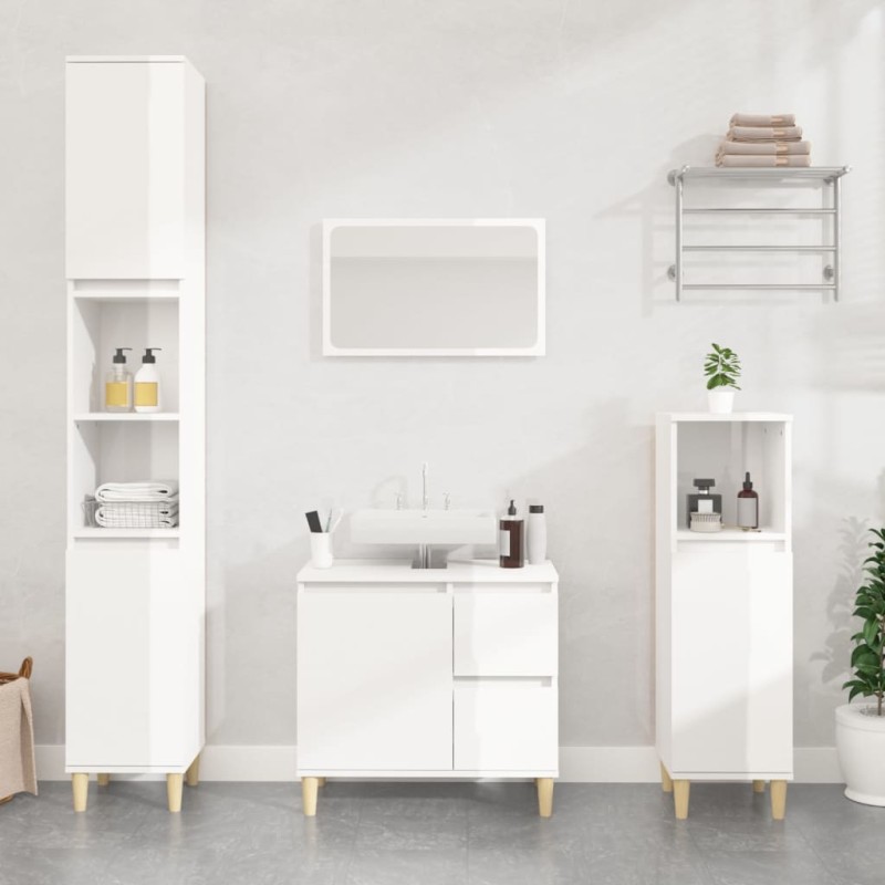 vidaXL Badschrank Hochglanz-Weiß 30x30x190 cm Holzwerkstoff vidaXL Badschrank Hochglanz-Weiß 30x30x190 cm Holzwerkstoff