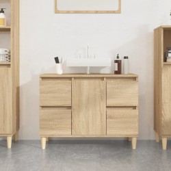 vidaXL Waschbeckenunterschrank Sonoma-Eiche 80x33x60 cm Holzwerkstoff