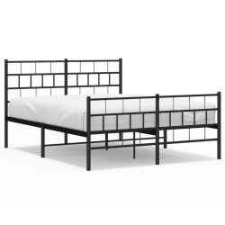 vidaXL Bettgestell mit Kopf- und Fußteil Metall Schwarz 140x200 cm