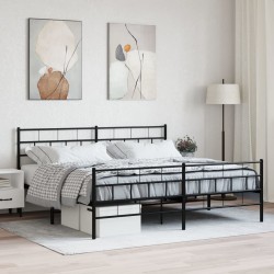 vidaXL Bettgestell mit Kopf- und Fußteil Metall Schwarz 200x200 cm