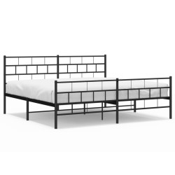 vidaXL Bettgestell mit Kopf- und Fußteil Metall Schwarz 200x200 cm
