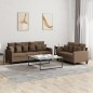 vidaXL 2-tlg. Sofagarnitur mit Kissen Braun Stoff vidaXL 2-tlg. Sofagarnitur mit Kissen Braun Stoff