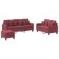 vidaXL 3-tlg. Sofagarnitur mit Kissen Weinrot Stoff vidaXL 3-tlg. Sofagarnitur mit Kissen Weinrot Stoff