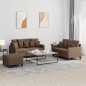 vidaXL 3-tlg. Sofagarnitur mit Kissen Braun Stoff vidaXL 3-tlg. Sofagarnitur mit Kissen Braun Stoff