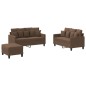 vidaXL 3-tlg. Sofagarnitur mit Kissen Braun Stoff vidaXL 3-tlg. Sofagarnitur mit Kissen Braun Stoff