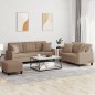 vidaXL 3-tlg. Sofagarnitur mit Kissen Cappuccino-Braun Kunstleder vidaXL 3-tlg. Sofagarnitur mit Kissen Cappuccino-Braun Kunstleder