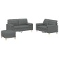 vidaXL 3-tlg. Sofagarnitur mit Kissen Dunkelgrau Stoff vidaXL 3-tlg. Sofagarnitur mit Kissen Dunkelgrau Stoff
