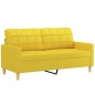 vidaXL 3-tlg. Sofagarnitur mit Kissen Hellgelb Stoff vidaXL 3-tlg. Sofagarnitur mit Kissen Hellgelb Stoff