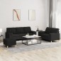 vidaXL 3-tlg. Sofagarnitur mit Kissen Schwarz Stoff vidaXL 3-tlg. Sofagarnitur mit Kissen Schwarz Stoff