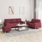 vidaXL 3-tlg. Sofagarnitur mit Kissen Weinrot Stoff vidaXL 3-tlg. Sofagarnitur mit Kissen Weinrot Stoff