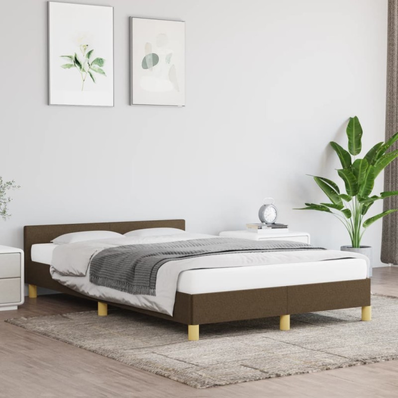 vidaXL Bettgestell mit Kopfteil Dunkelbraun 120x200 cm Stoff vidaXL Bettgestell mit Kopfteil Dunkelbraun 120x200 cm Stoff