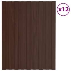 vidaXL Dachpaneele 12 Stk. Verzinkter Stahl Braun 60x45 cm