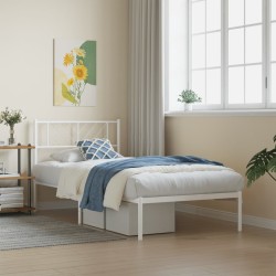 vidaXL Bettgestell mit Kopfteil Metall Weiß 90x200 cm