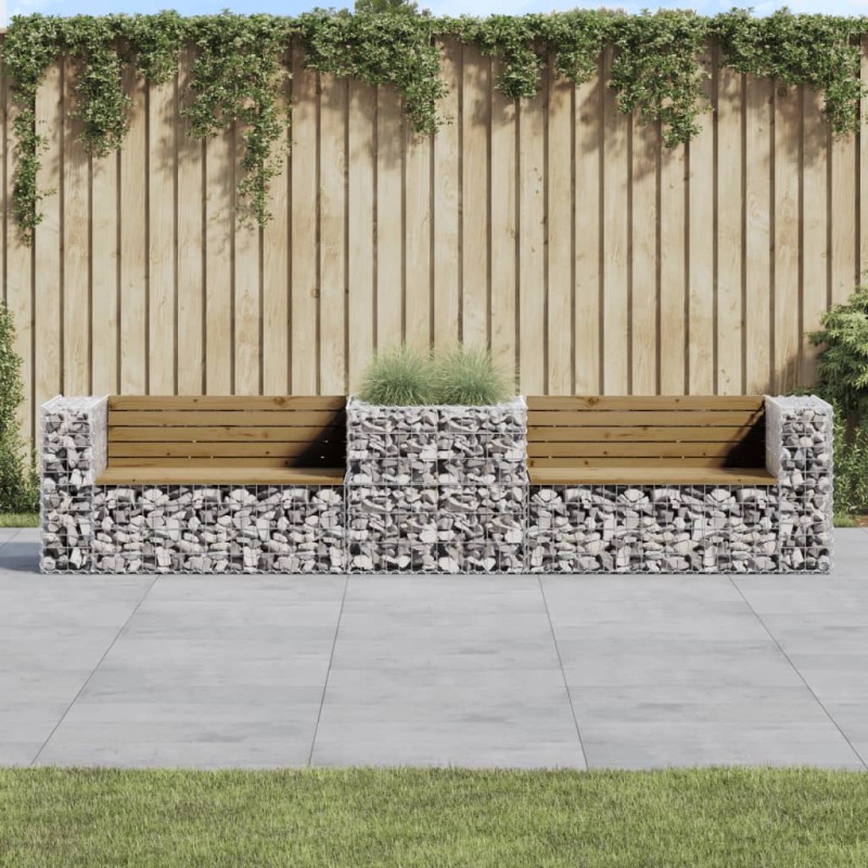 vidaXL Gartenbank mit Gabione Kiefernholz Imprägniert vidaXL Gartenbank mit Gabione Kiefernholz Imprägniert