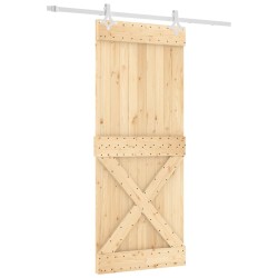 vidaXL Schiebetür mit Beschlag 85x210 cm Massivholz Kiefer