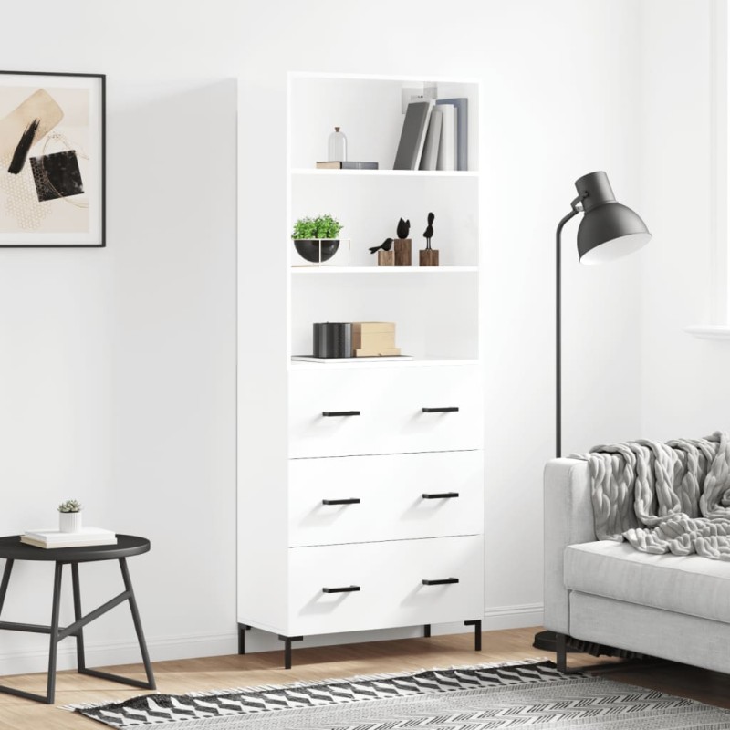 vidaXL Highboard Hochglanz-Weiß 69,5x34x180 cm Holzwerkstoff vidaXL Highboard Hochglanz-Weiß 69,5x34x180 cm Holzwerkstoff