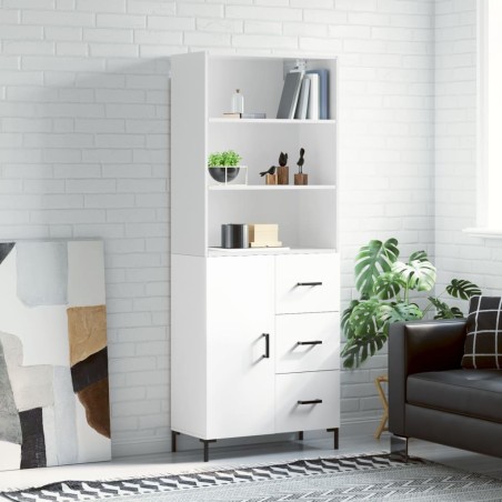 vidaXL Highboard Hochglanz-Weiß 69,5x34x180 cm Holzwerkstoff