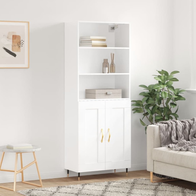 vidaXL Highboard Hochglanz-Weiß 69,5x34x180 cm Holzwerkstoff vidaXL Highboard Hochglanz-Weiß 69,5x34x180 cm Holzwerkstoff