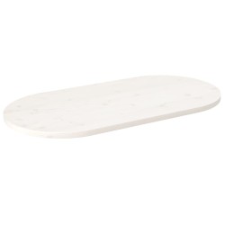 Tischplatte Weiß 100x50x2,5 cm Massivholz Kiefer Oval