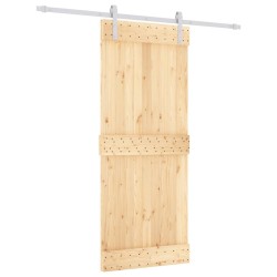 vidaXL Schiebetür mit Beschlag 85x210 cm Massivholz Kiefer
