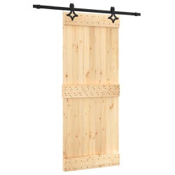 vidaXL Schiebetür mit Beschlag 85x210 cm Massivholz Kiefer