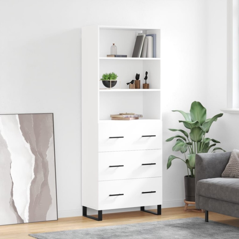 vidaXL Highboard Hochglanz-Weiß 69,5x34x180 cm Holzwerkstoff vidaXL Highboard Hochglanz-Weiß 69,5x34x180 cm Holzwerkstoff