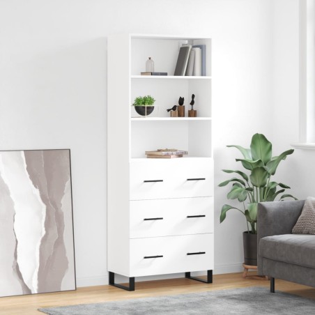 vidaXL Highboard Hochglanz-Weiß 69,5x34x180 cm Holzwerkstoff