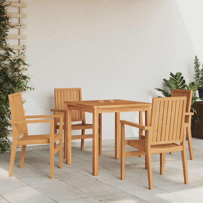 vidaXL Gartenstühle 4 Stk. Stapelbar 56,5x57,5x91 cm Massivholz Teak vidaXL Gartenstühle 4 Stk. Stapelbar 56,5x57,5x91 cm Massivholz Teak