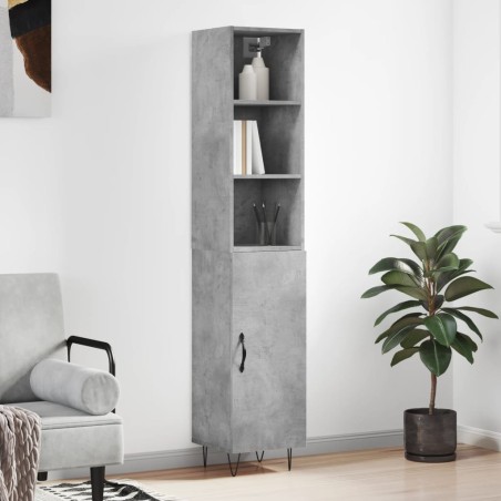 vidaXL Highboard Betongrau 34,5x34x180 cm Holzwerkstoff