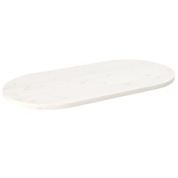 vidaXL Tischplatte Weiß 90x45x2,5 cm Massivholz Kiefer Oval