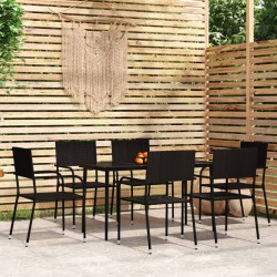 vidaXL 7-tlg. Garten-Essgruppe Schwarz