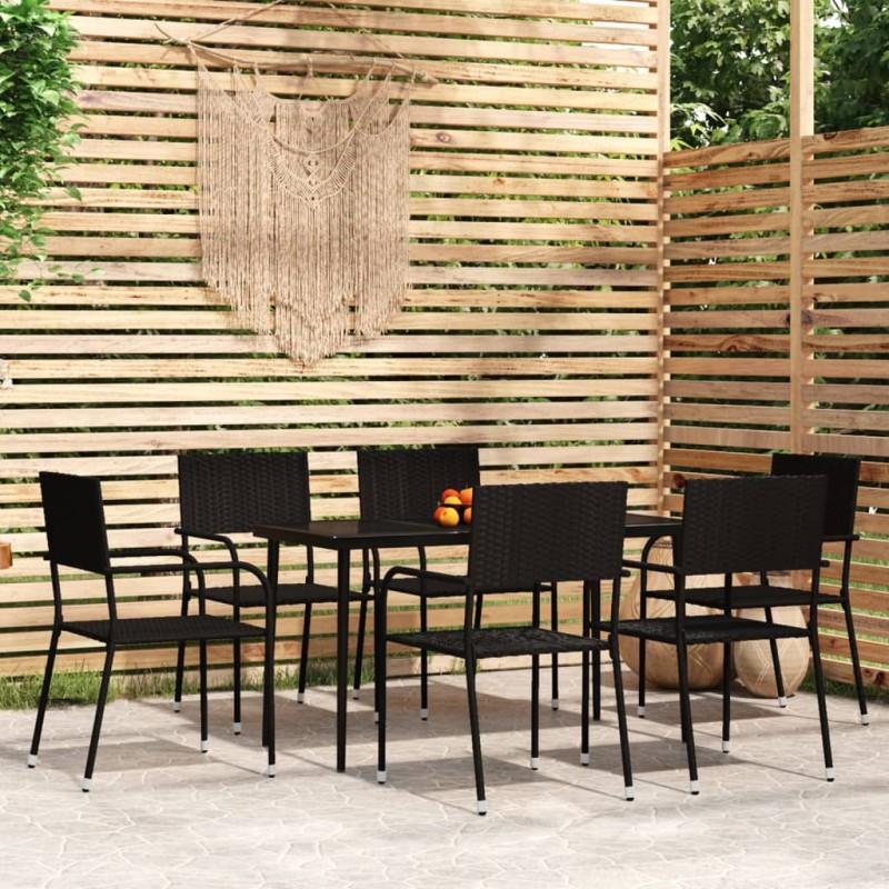 vidaXL 7-tlg. Garten-Essgruppe Schwarz vidaXL 7-tlg. Garten-Essgruppe Schwarz