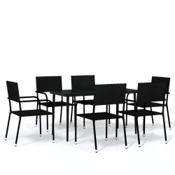 vidaXL 7-tlg. Garten-Essgruppe Schwarz