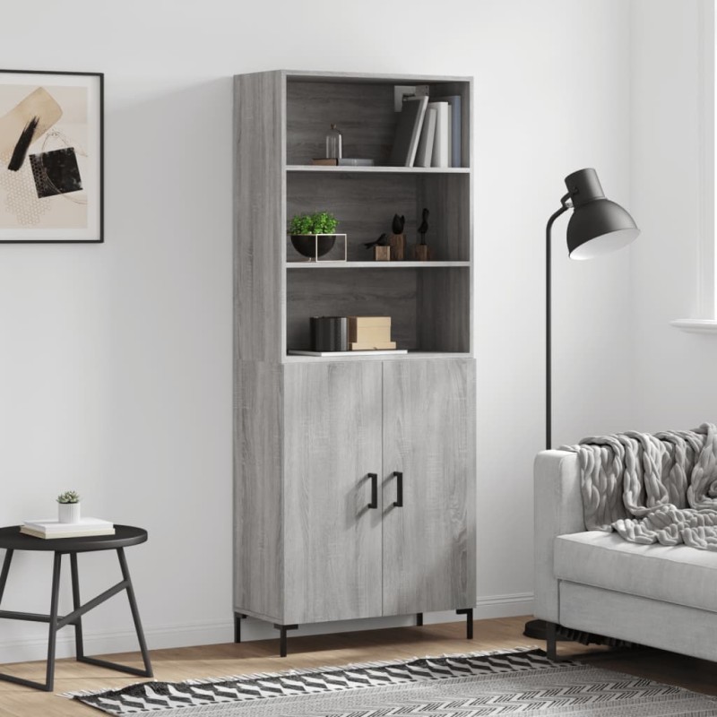 vidaXL Highboard Grau Sonoma 69,5x34x180 cm Holzwerkstoff vidaXL Highboard Grau Sonoma 69,5x34x180 cm Holzwerkstoff