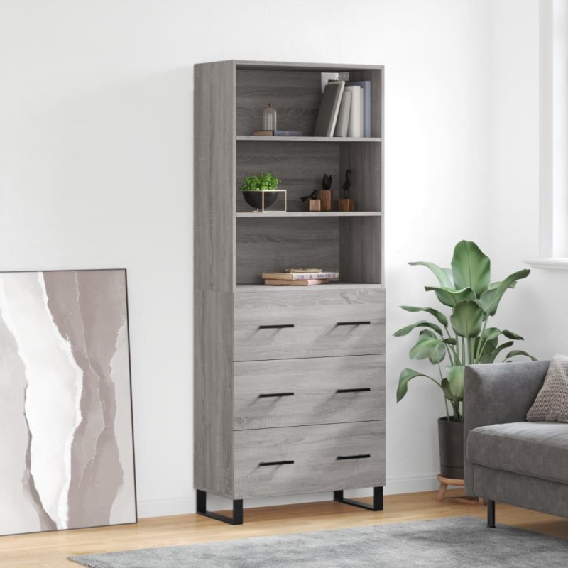 vidaXL Highboard Grau Sonoma 69,5x34x180 cm Holzwerkstoff vidaXL Highboard Grau Sonoma 69,5x34x180 cm Holzwerkstoff